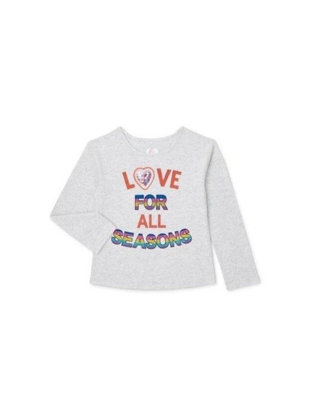 Love For All Seasons Kids Long Sleeve Shirt Size 6 Gray With Rainbow Glitter Des